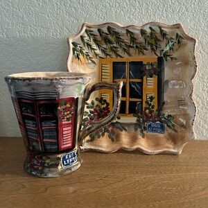 Rue de Paris dessert plate and mug.